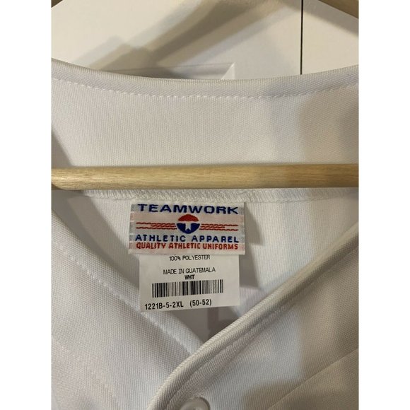 Team Apparel Rentwerx Baseball Jersey White Blue Red Sz 2XL Brad No 37 - Picture 2 of 5